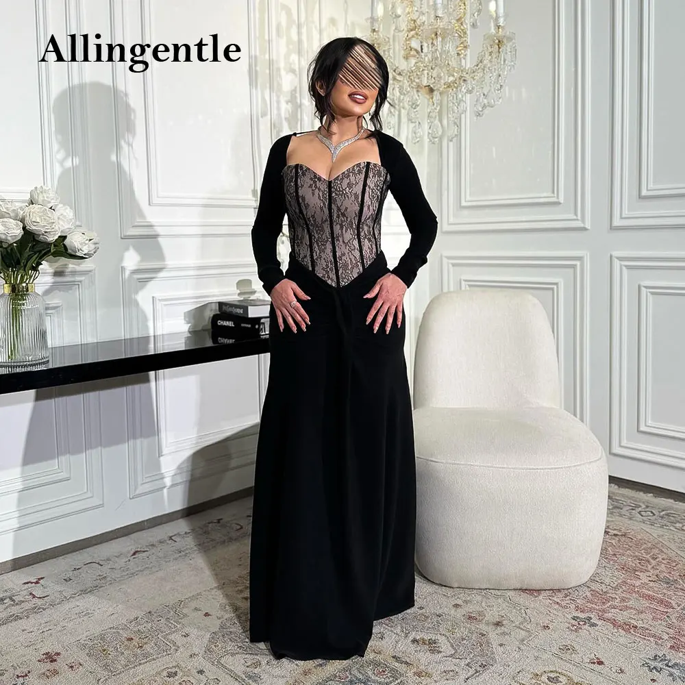 

Black Lace Long Sleeves Prom Dresses Vestidos Para Eventos Especiales Mermaid Women Formal Evening Dress Floor Length Customized