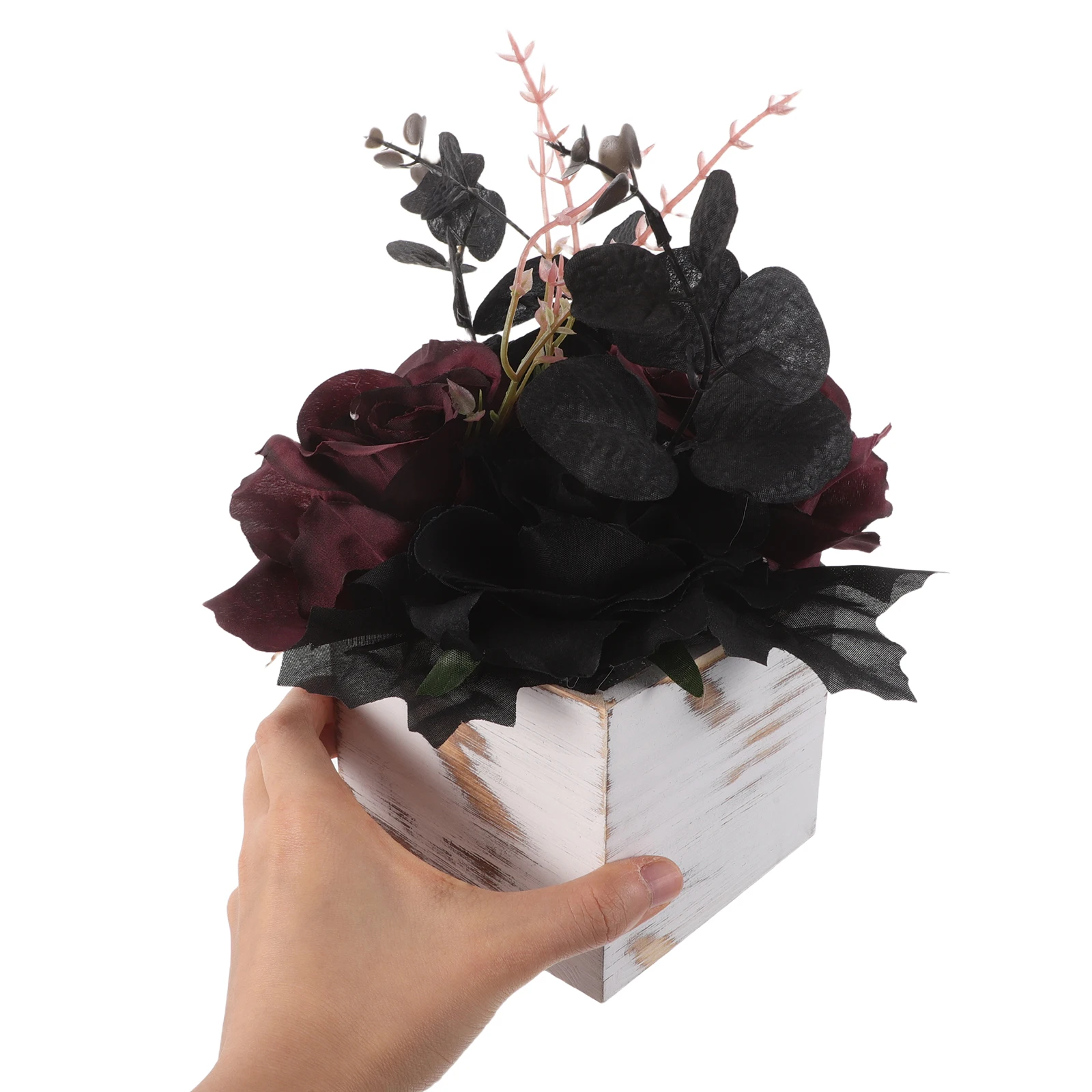 

Black Simulated Flower Ornaments Decor Artificial Floral Arrangements Dining Table Flowers Wood