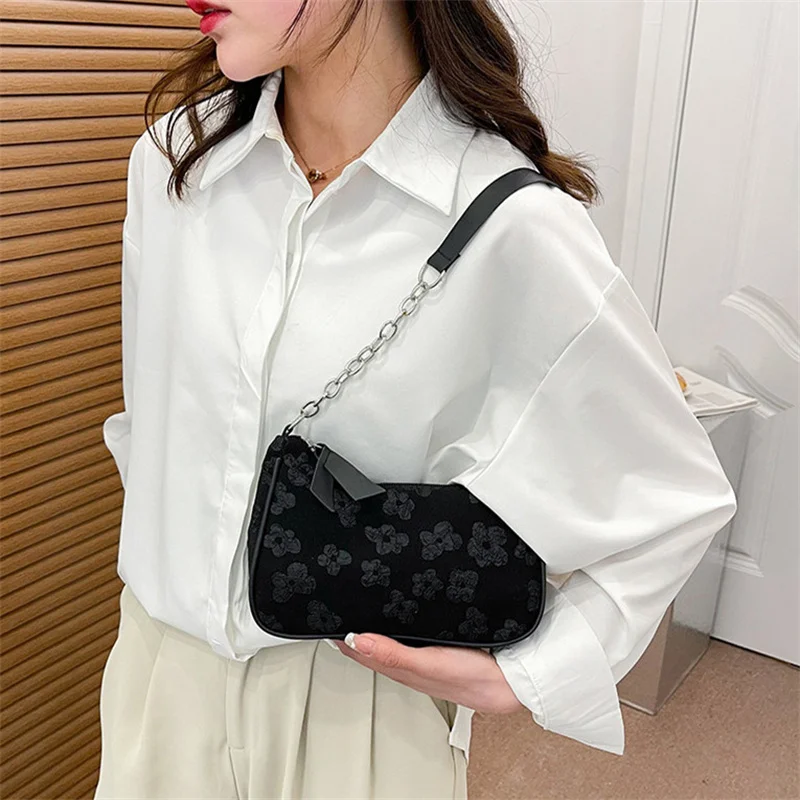 2023 Women\'s Fashion Print Underarm Bag Small Simple Casual Hobos  Shoulder Tote Bags Handbags Brand Zipper Clutch