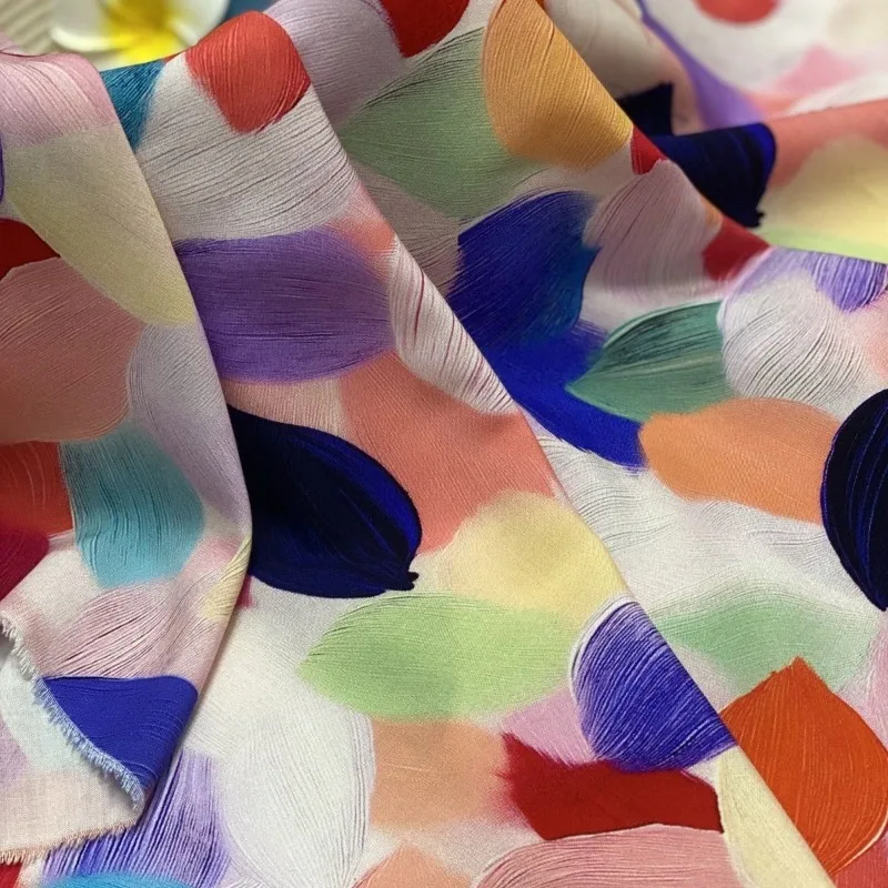 Tela con estampado Digital de algodón y seda de los años 60, Material colorido para ropa, textil suave y transpirable a la moda para mujer