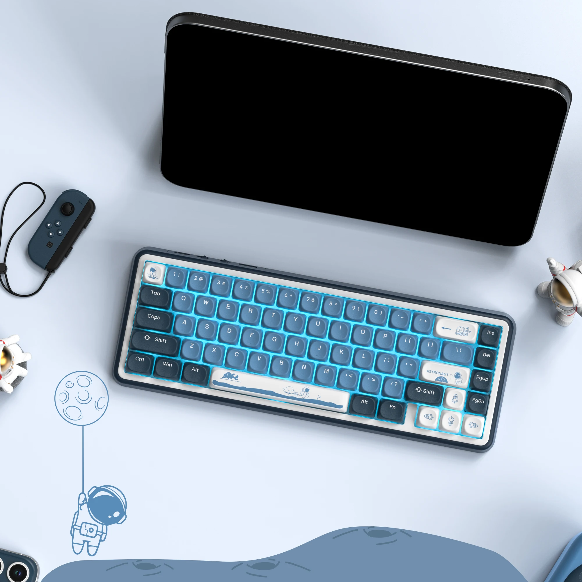 132 Keys Outer Space PBT Keycaps MOA Profile Custom Dye Sub for 60% 65%75% 100% Cherry Gateron MX Switches Mechanical Keyboard