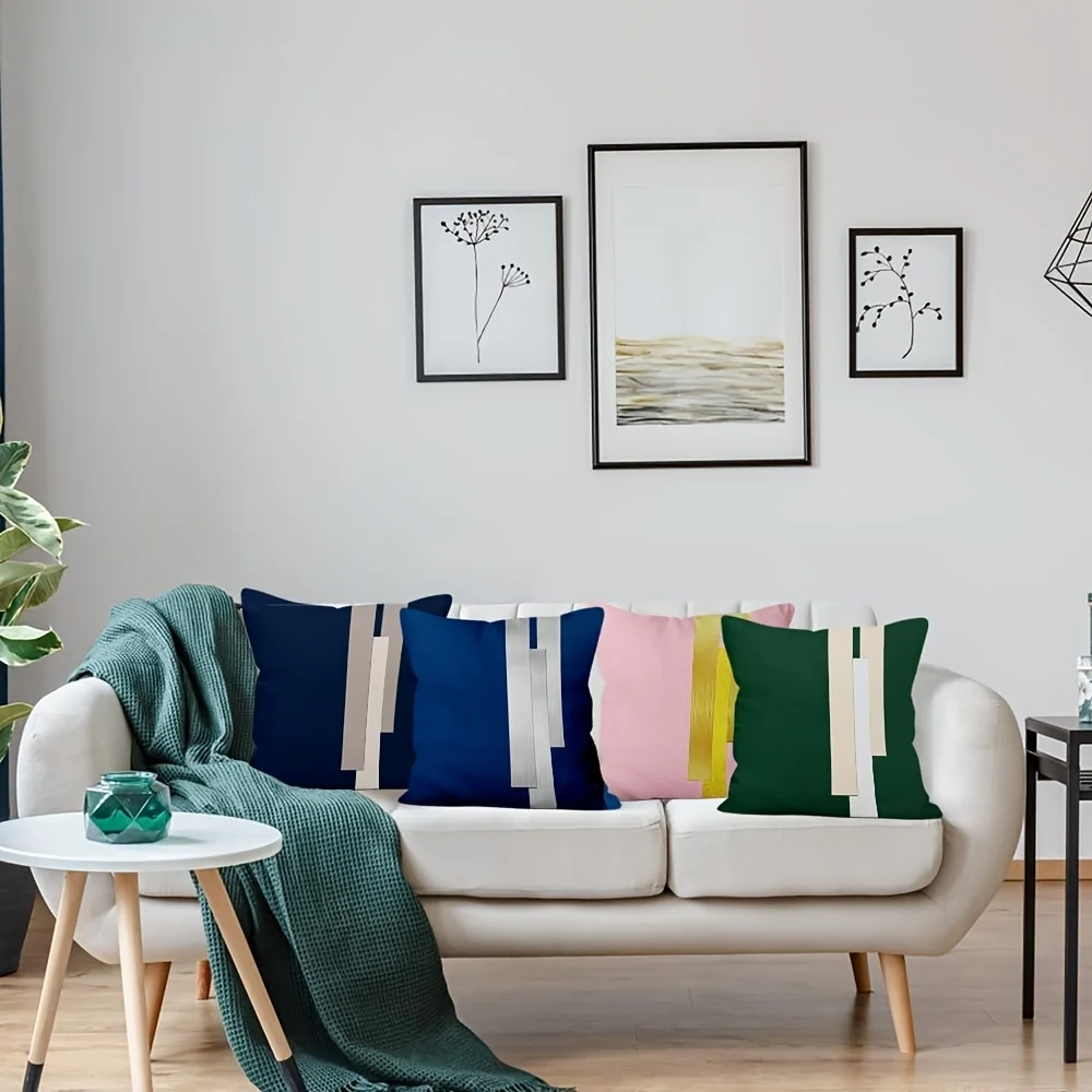 Premium Modern Geometric Striped Cushion Covers Throw Pillow Case Set for Sofa Living Room Decor Home Accent Stylish Design