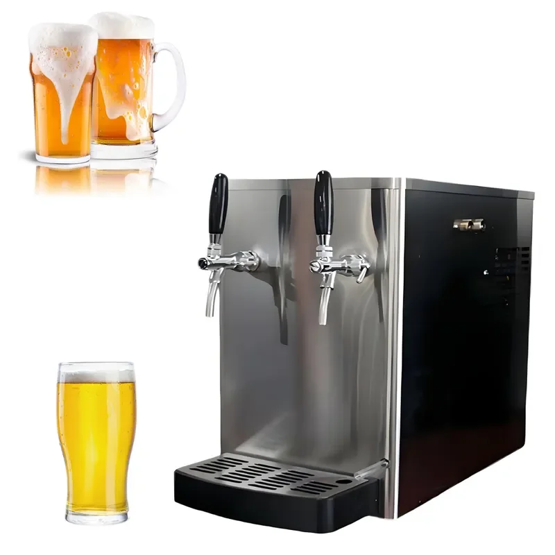 for Beer Dispenser with 2 Taps Stainless Steel Beverage Dispenser Draft Beer Cooler Electric Beer Dispenser