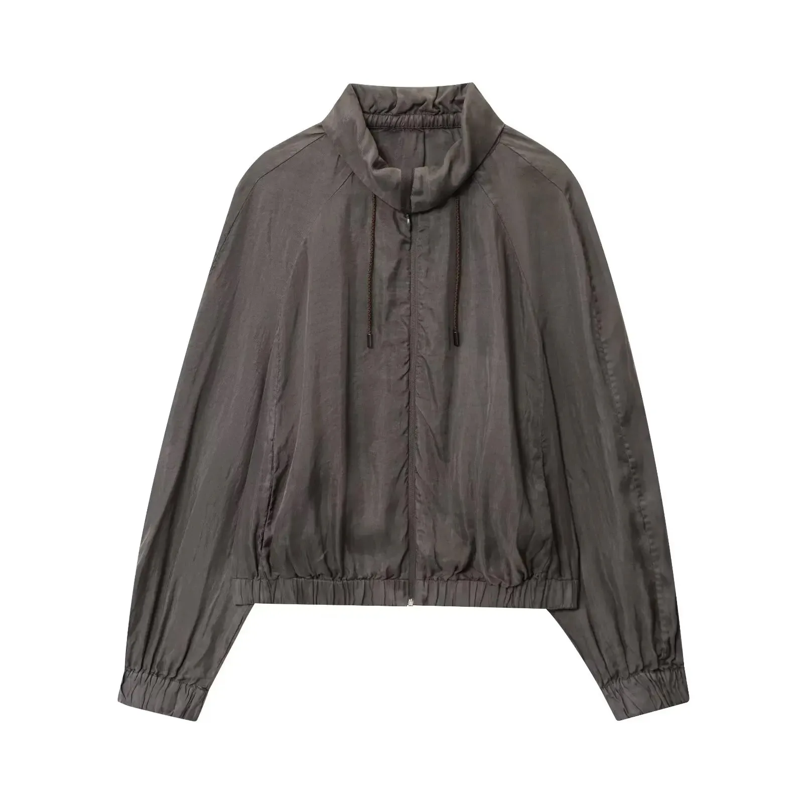 

HH женская осенняя модная серия с воротником-стойкой, обвисшая куртка-бомбер, женская универсальная свободная повседневная куртка с карманом на молнии