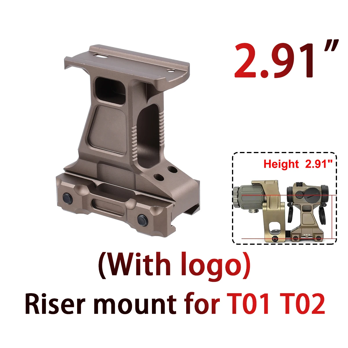 2.26'' 2.91'' Tactical UNITY Riser Mount FAST FTC Magnifier Mount Fit 20mm Picatinny Rail Optical Height Mount For G33 G43 G45 image 3