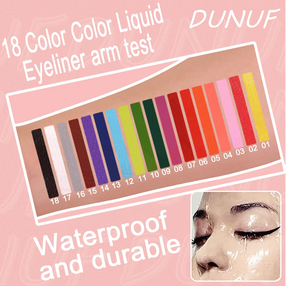 DUNUF 6 pezzi set di eyeliner colorato liquido impermeabile a lunga durata eyeliner ad asciugatura rapida occhi blu bianchi rossi kit di cosmetici di bellezza