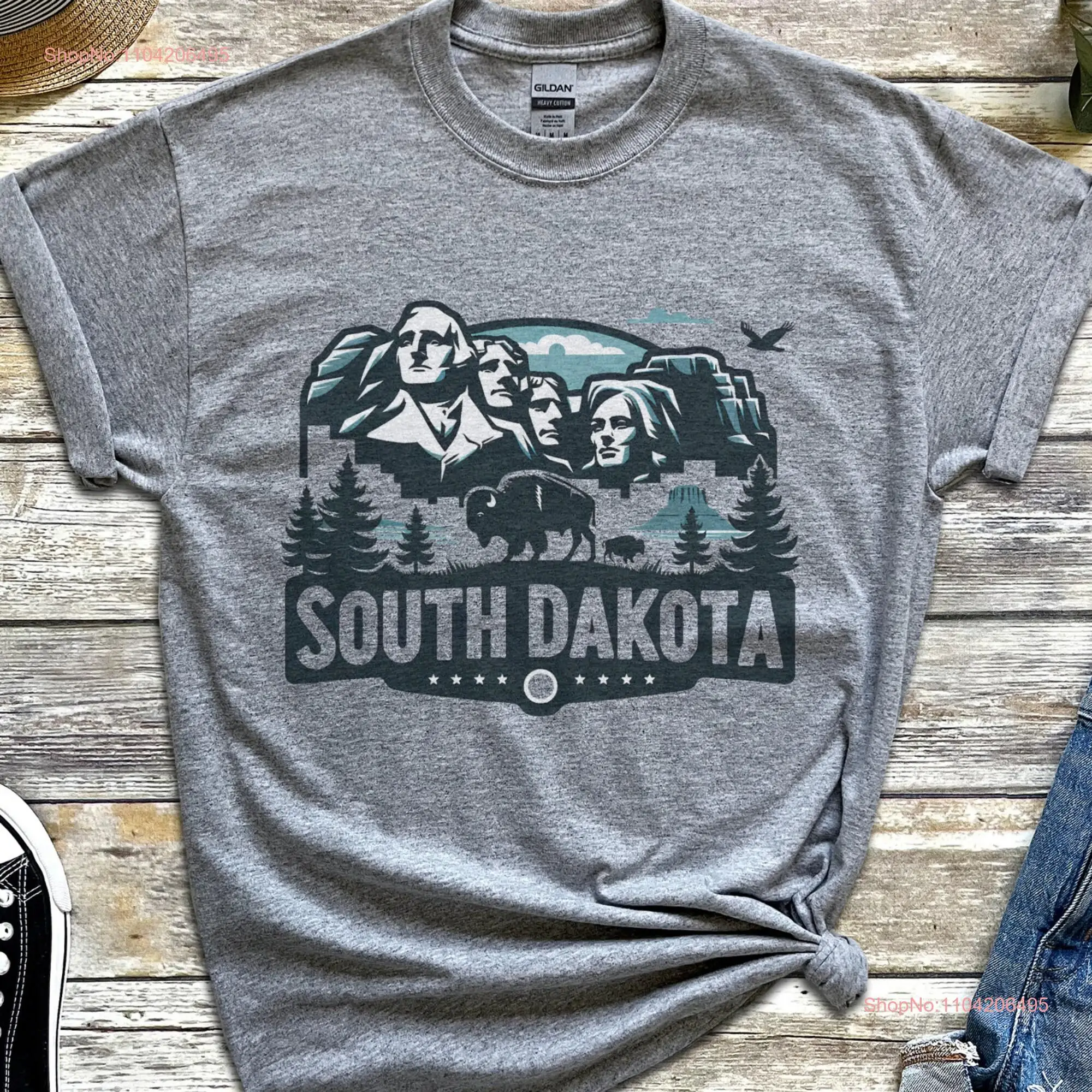 South Dakota T Shirt Mount Rushmore s Sioux Falls Buffalo Mt SD tee long or short sleeves