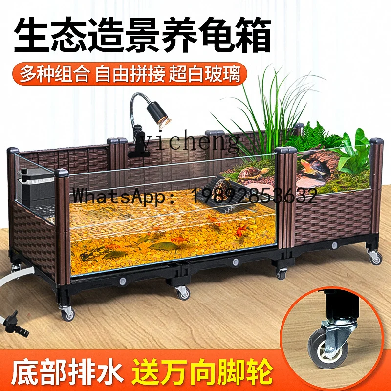 

FZ Ecological Turtle Tank Glass Breeding Box with Basking Platform and Planting Box
