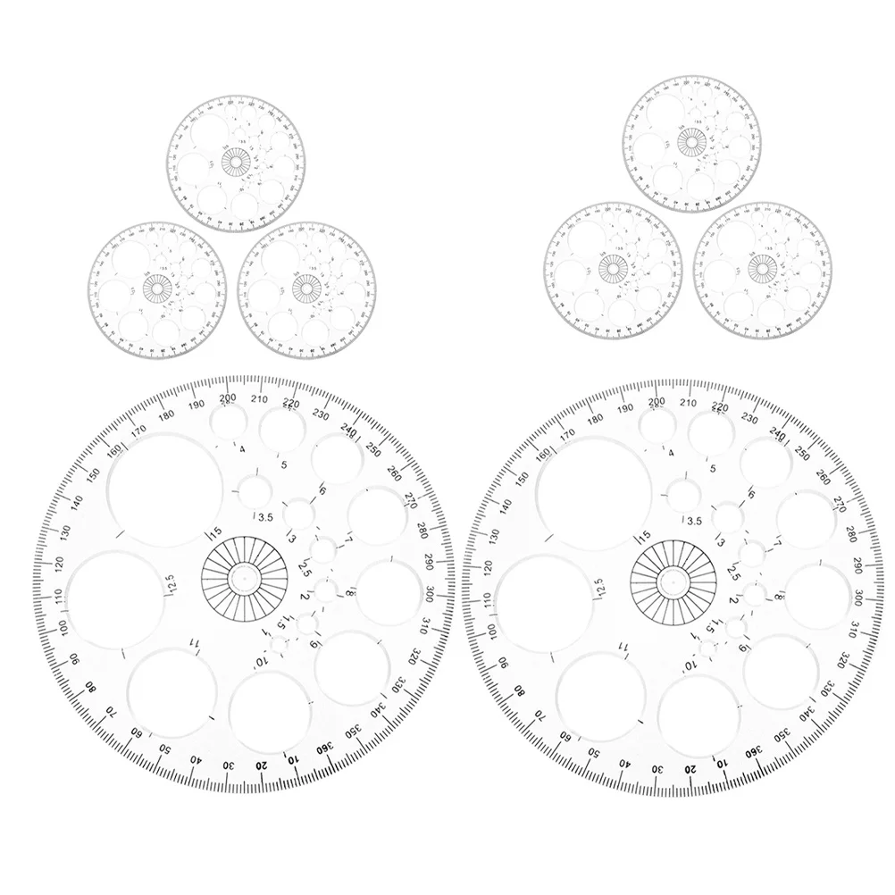 8Pcs 360 Degree Clear Plastic Protractor Circle Drawing Tool Geometry Ruler Reusable Measuring Tool for Students Architects