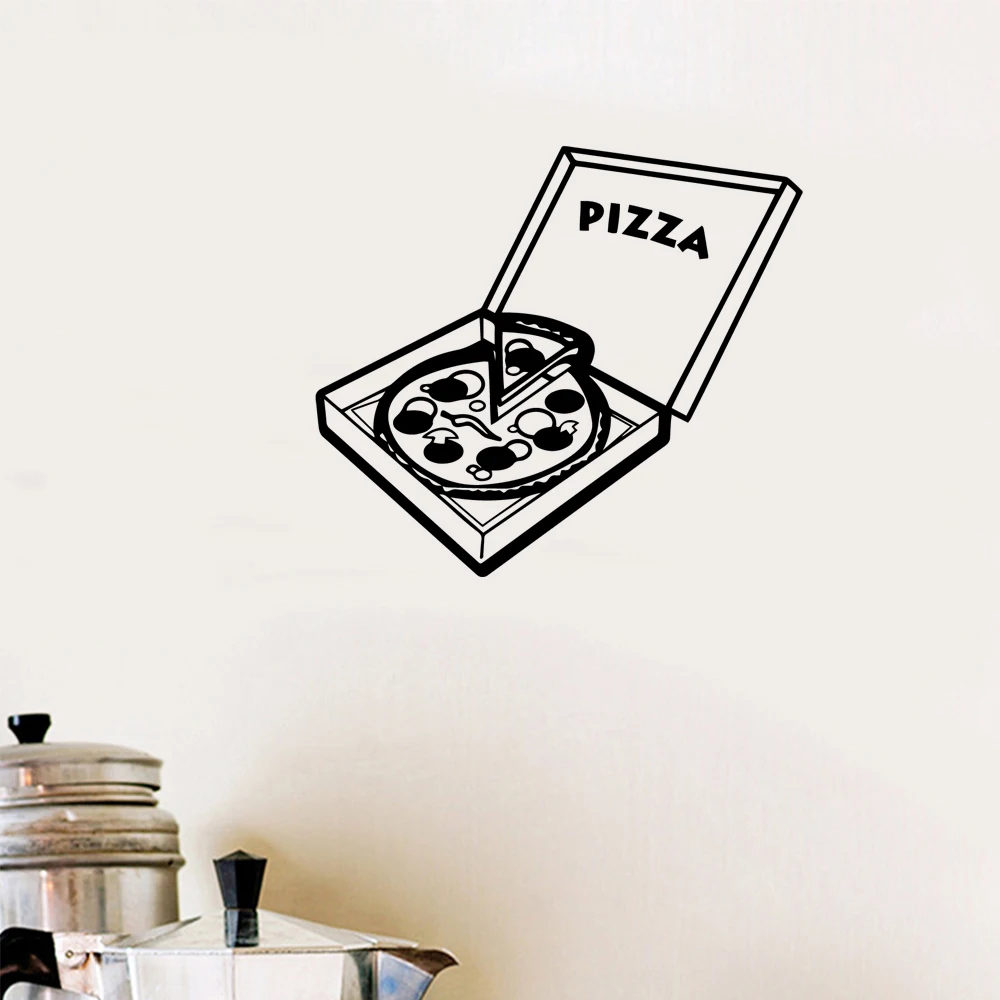 1 pc delicious pizza in the box pizza vinyl wallsticker Art Decal Wall Stickers Pvc Material Kitchen furniture decoration Decal