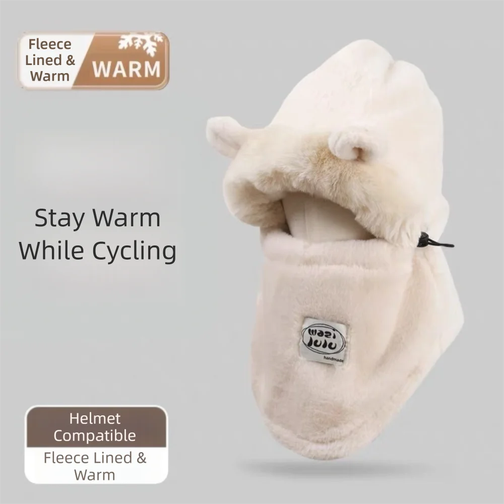 

Fashion Windproof Balaclava Hat Warm Cute Bear Ear Protection Cap Cold Proof Cycling Mask Outdoor Sport