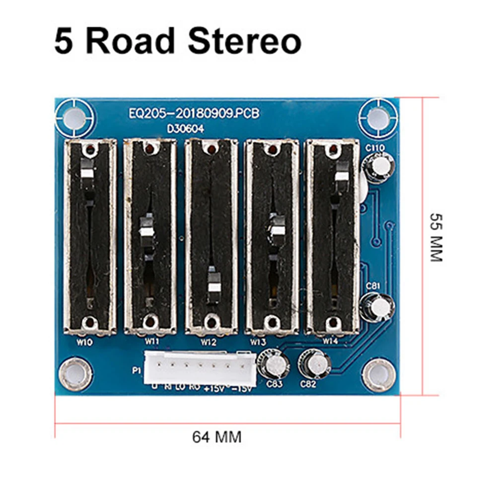 Stereo EQ Equalizer Board With Adjustable Frequency 5-Band 100Hz-10kHz Preamplifier Module Dual Power Supply For Stage Audio