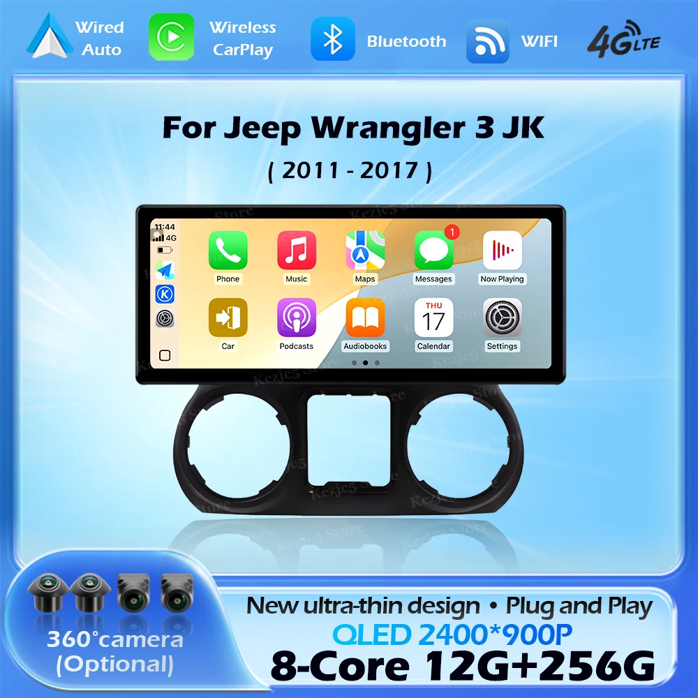 Wireless CarPlay Android16 For Jeep Wrangler 3 JK 2011-2017 Left Hand Drvie Car Radio Multimedia Player DSP Stereo WiFi NAVI GPS