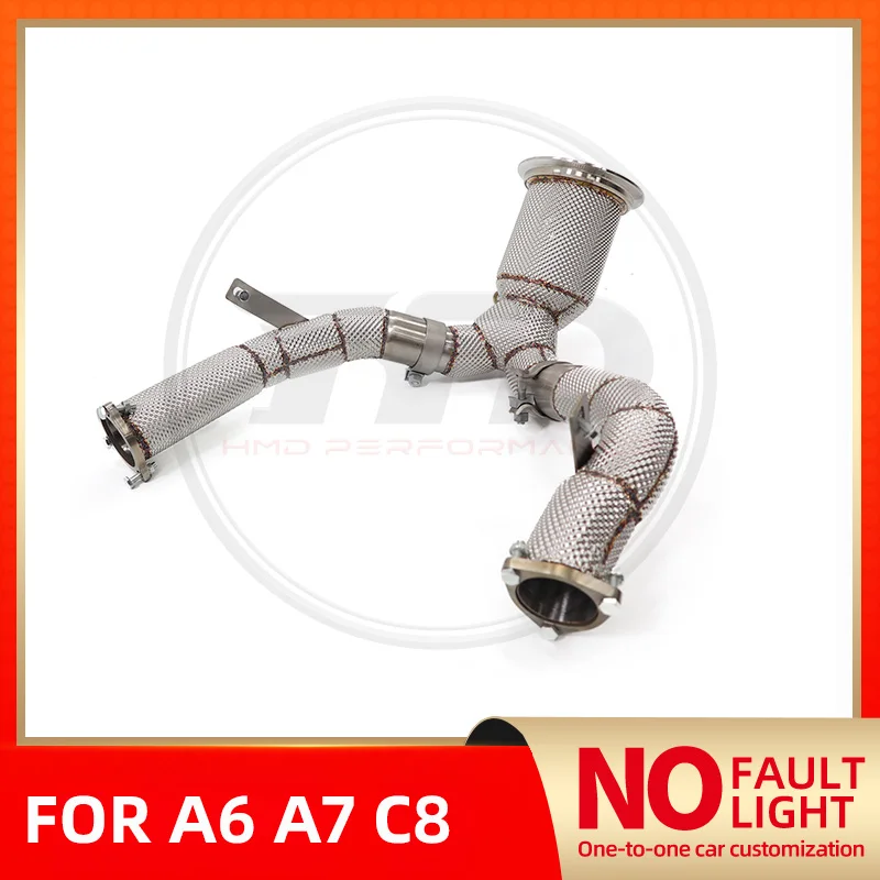 

HMD Exhaust System High Flow Performance Downpipe for Audi A6 A7 C8 3.0T Version With Heat Shield Racing Pipe