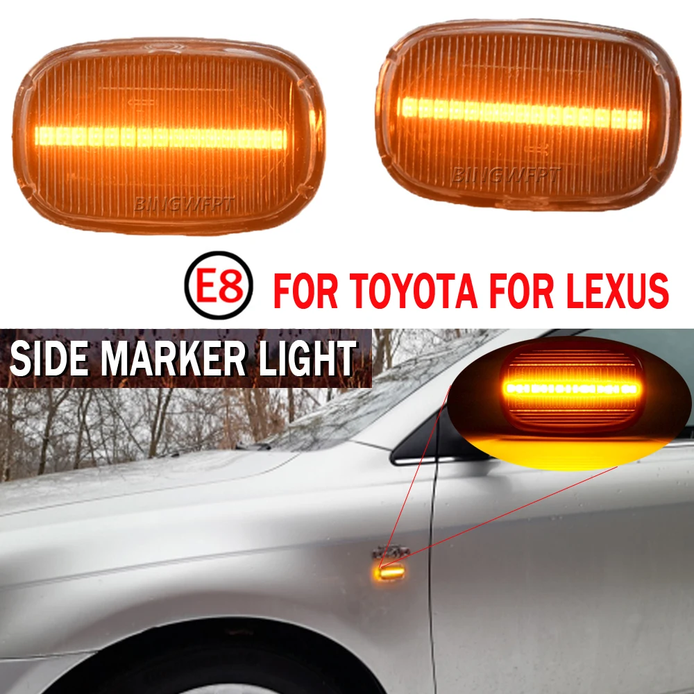 For Toyota Avensis Verso Carina Celina Corolla Camry Caldina Harrier Hilux IPSUM Led Dynamic Side Marker Signal Indicator Lights