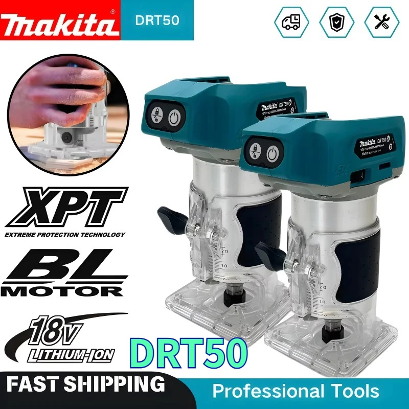 

Makita DRT50 18V LXT Cordless Trimmer, Brushless Motor, Professional Rechargeable Slotting and Milling Tool,Edge trimmer