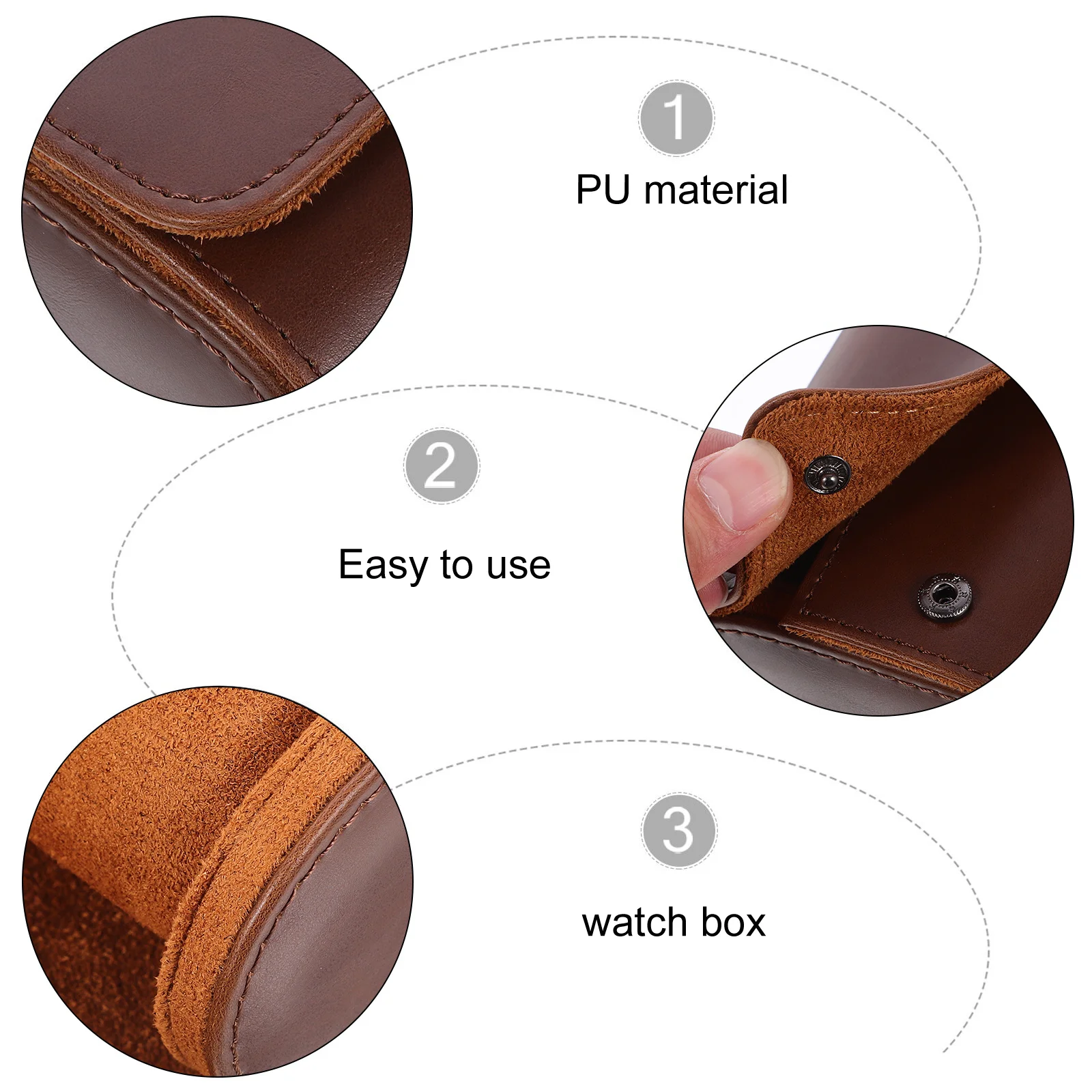 

Watch Case Travel Box Roll Closure Design 2 Slots Portable Organizer Watch Storage Protective Display Travel Jewelry Organizer