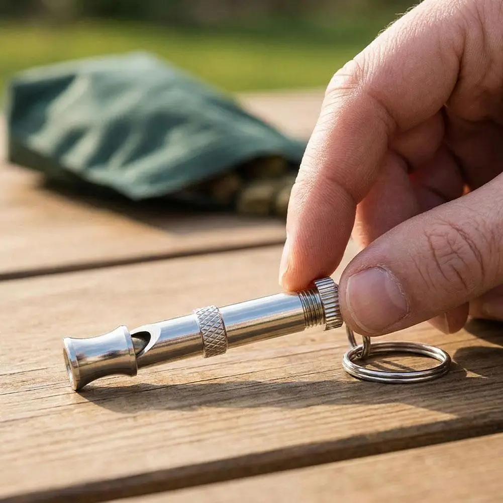 Dog Whistle Pet Training Whistle Stainless Steel Silver Portable Adjustable Ultrasonic Cat/Dog Behavior Training Aid Tool - view 2