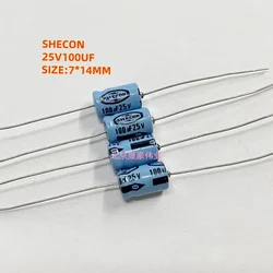 10pcs   25V100UF SHECON/Nichicon Axial Electrolytic Capacitor 100UF/25V