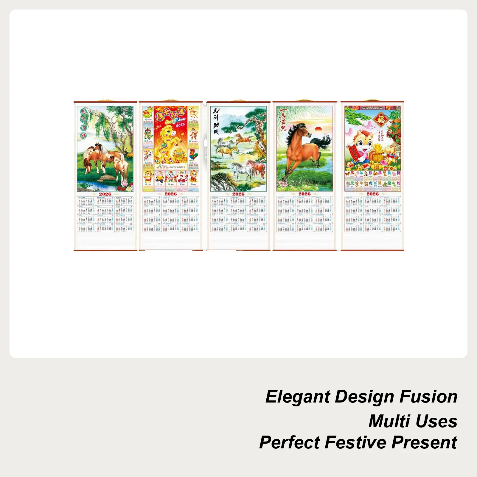 

2026 Imitation Vine Hanging Calendar Year Of The Horse Chinese Calendar Monthly Planning Organizer Hangable Wall Calendar Decor