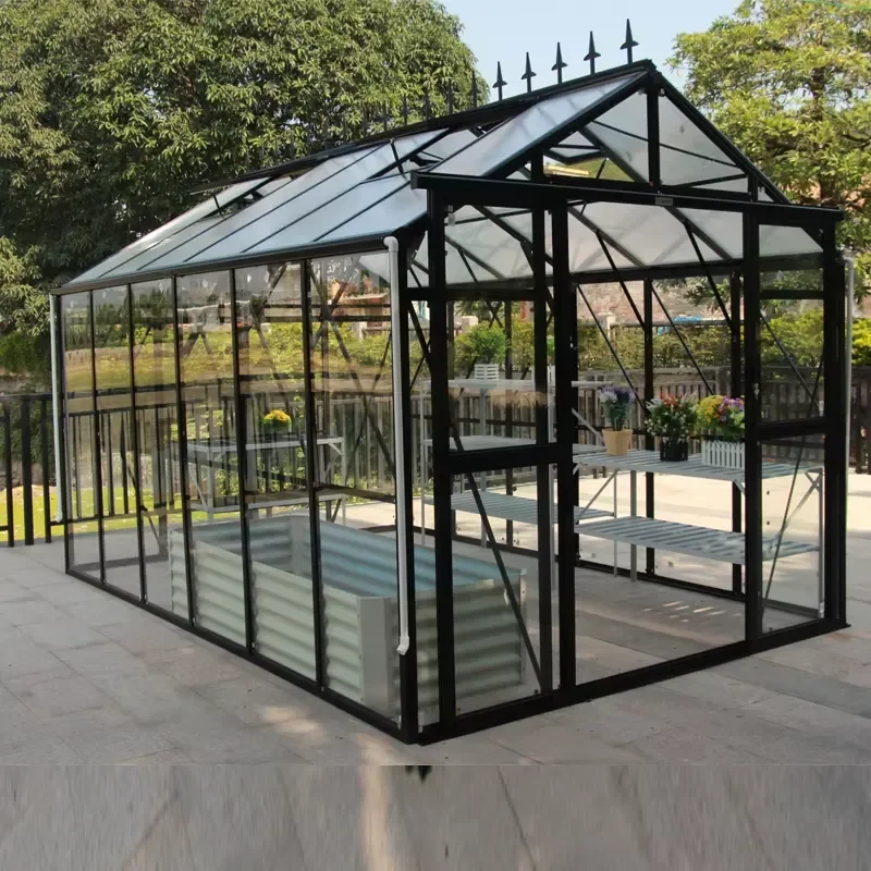 Factory Wholesale Customized Contemporary Sunroom Garden Free Standing Curved Glass Greenhouse for Garden Outdoor