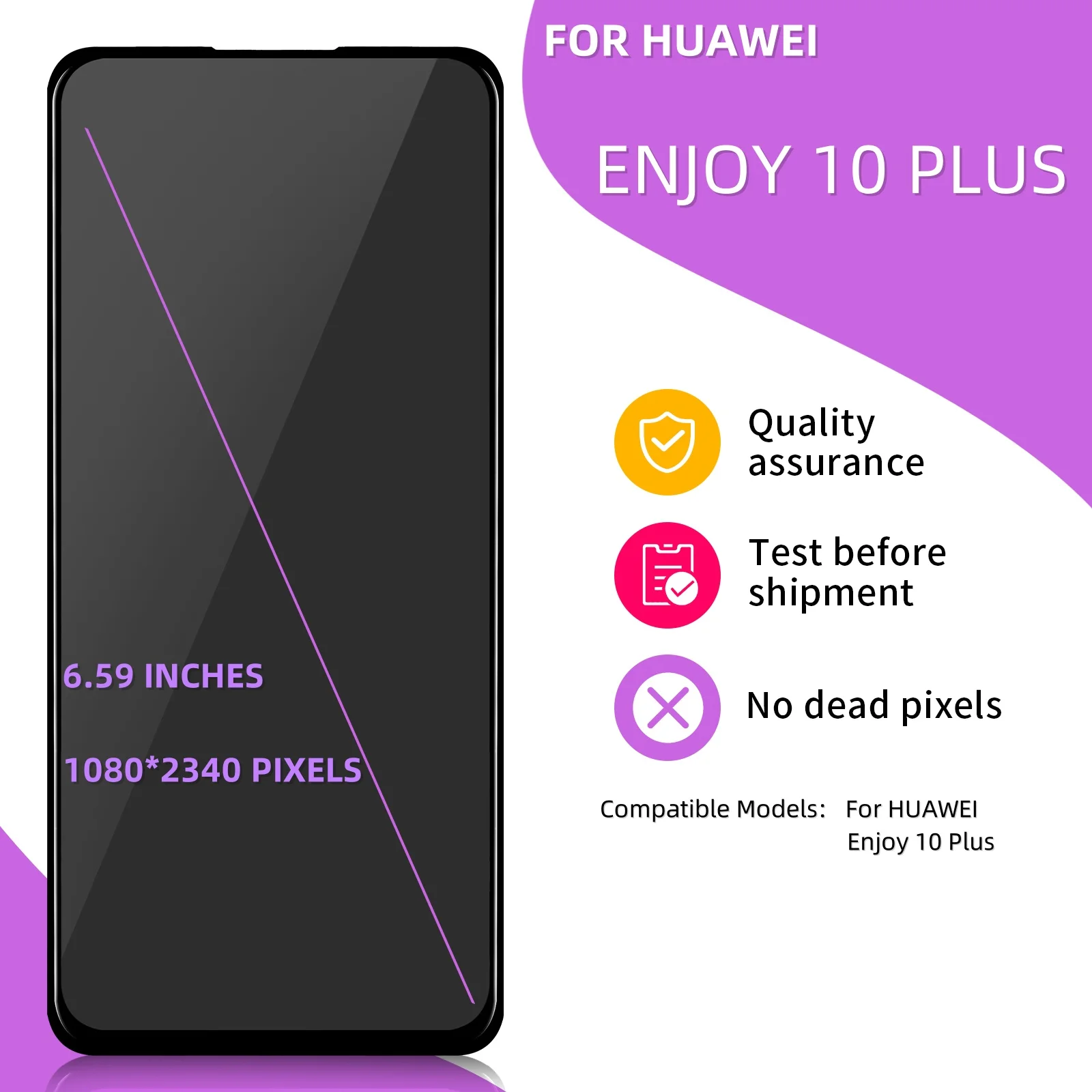 6.59 "สำหรับ Huawei Enjoy 10 Plus จอแสดงผล LCD ทัชสกรีนดิจิไทเซอร์โทรศัพท์เปลี่ยนหน้าจอแอลซีดีสำหรับสนุกกับ10 PLUS