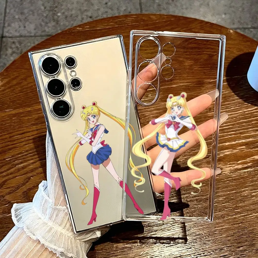 Sailor Moon Phone Case For Samsung S25 Shatterproof Non-Slip Grip Transparent Printed Phone Case