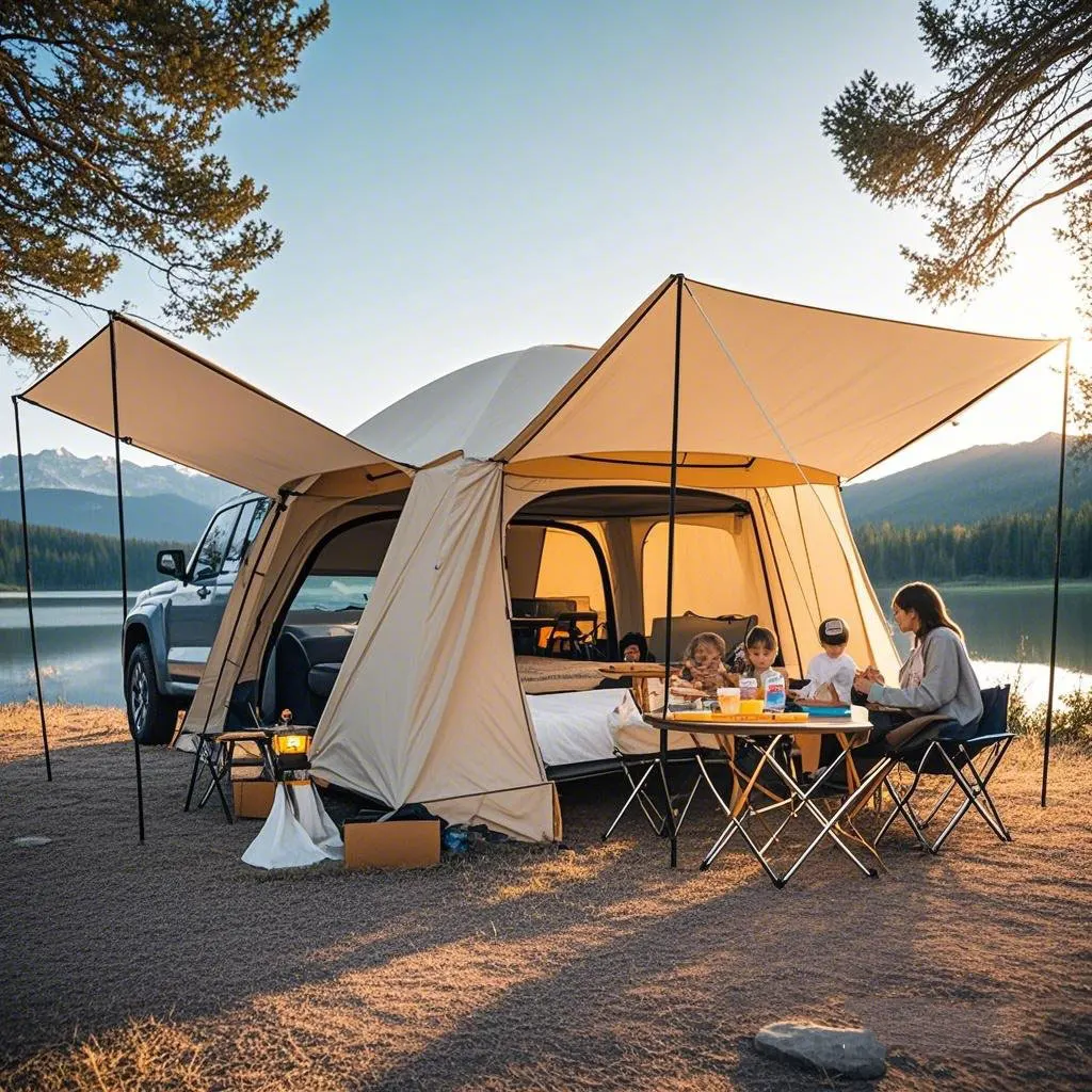 

Tiple layer off-road vehicle tent, car tent-tailgate tent, off-road vehicle tent for camping, 4-person sleeping tent, car tent w