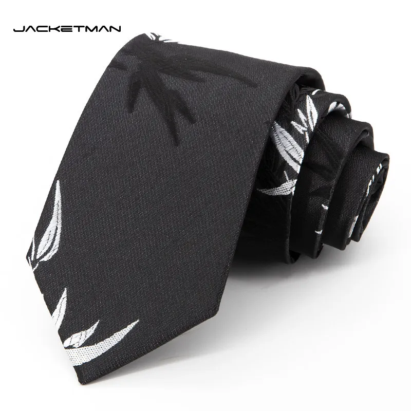 high-quality-tie-black-personalized-fashionable-dark-leaf-pattern-men's-business-dress-shirt-accessories-8cm-wide-version-tie