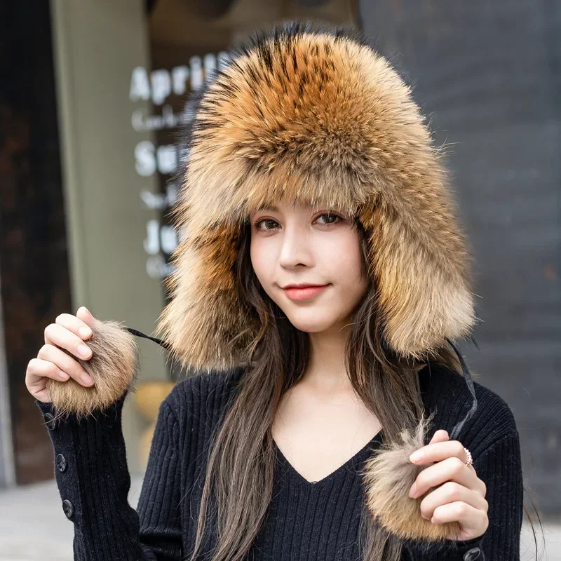 Fox Hair Hat Children's Winter Warm Fur Wind and Snow Hat Women's Trend Ski Hat Ear Protector