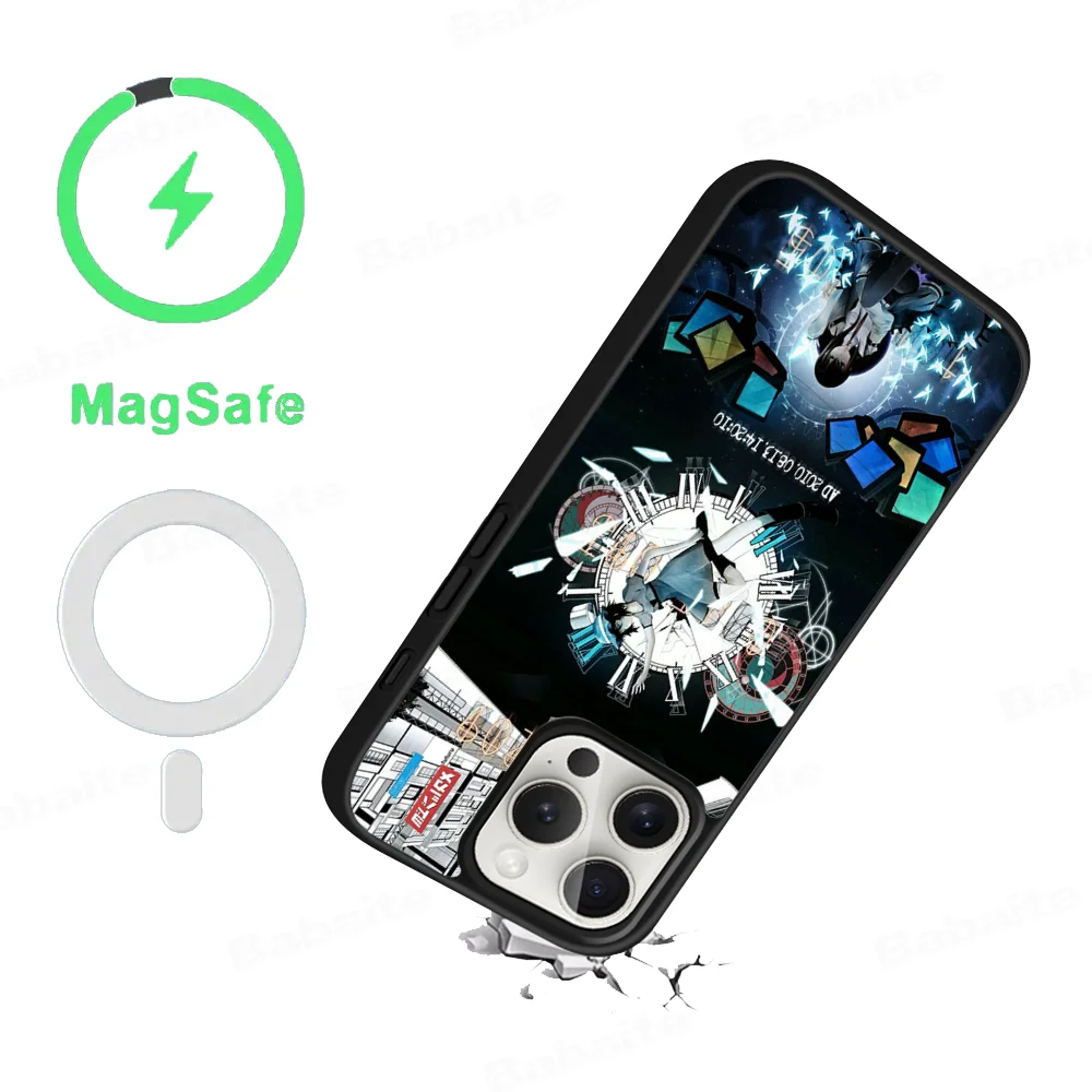 Steins Gate Anime Phone Case Magnetic Case For iPhone 16 14 13 12 11 15 Pro Max Plus For Magsafe Wireless Charge Cover