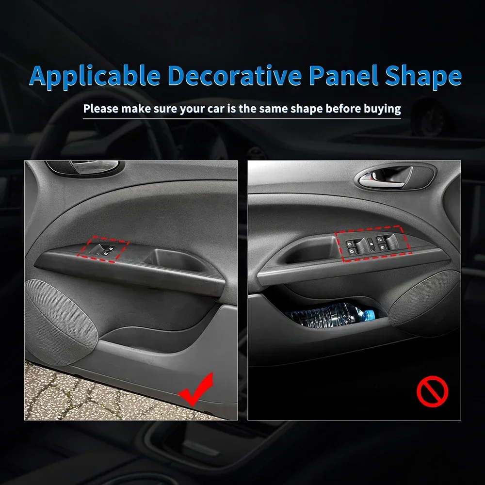 

Premium Real Soft Carbon Fiber Window Lift Panel Sticker for Seat Altea 2004-2016 Car Interior Decorative Trim Cover Accessory