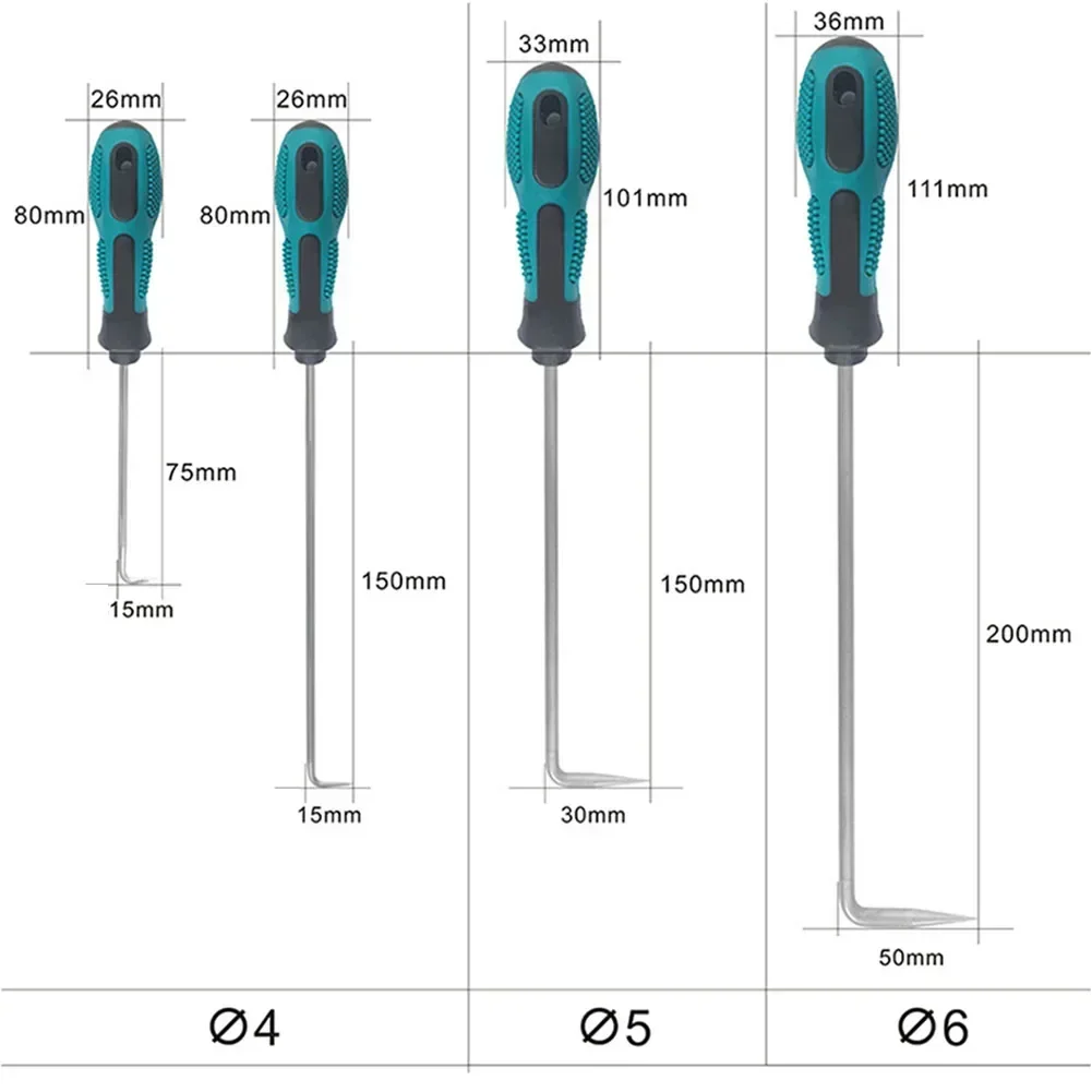 Imagem -05 - Carro Pick Gancho Ferramenta 90 Graus o Ring Selo de Óleo Junta Extrator Remover ou Remover Top Puxar Roda Reparação da Máquina de Lavar Roupa Ferramentas Manuais