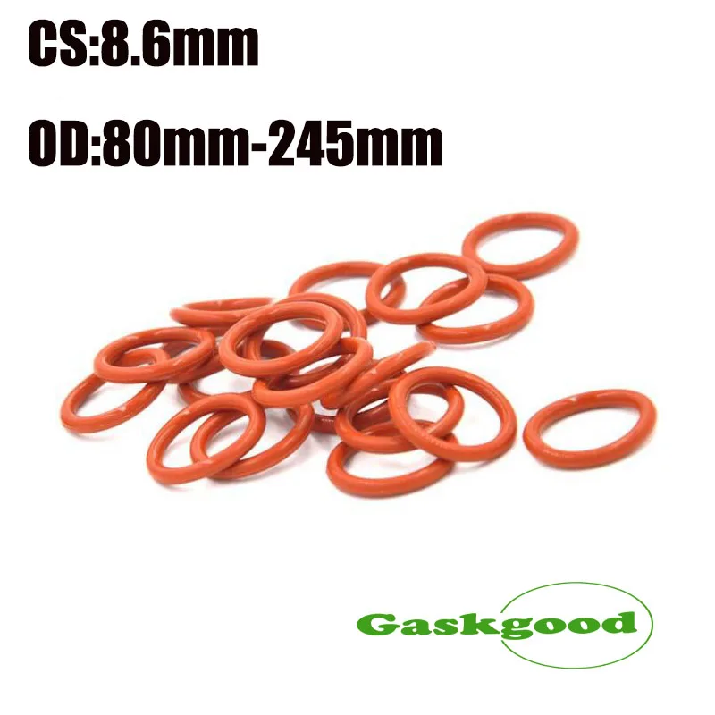 

Food Grade Silicone O-Ring OD 80mm-245mm Red Ring Washer Gaskets Thickness 8.6mm Waterproof and Heat-Resistant