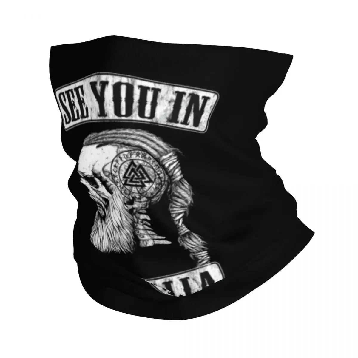 See You In Valhalla Skull Bandana Neck Gaiter for Ski Running Wrap Scarf Norse  Ragnar  Headband Warmer