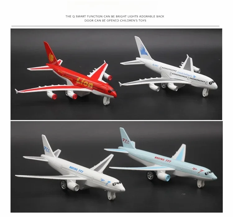 

Boeing 777 A340 Alloy Aircraft Model Aerial Passenger Plane Pull Back Sound and Light Children's Toy Gift Display Ornament