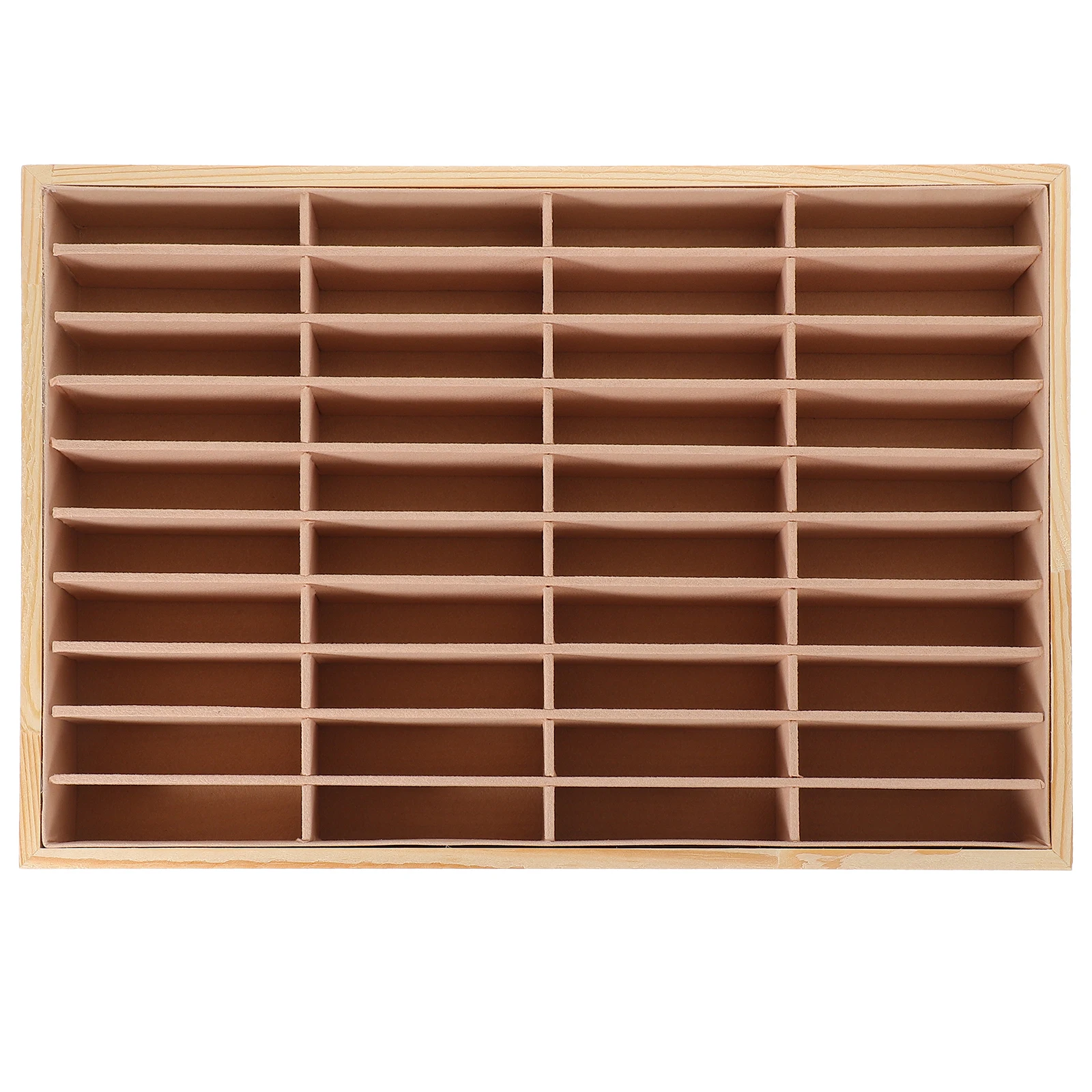 

Wooden 40 Compartments Jewelry Storage Tray Phone Display Plate Decorative Ring Dish Earring Holder Bedroom Organizer