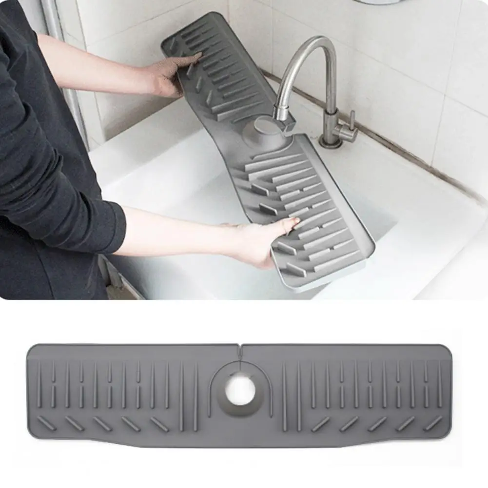 Multi-functional Sink Accessory Multi-functional 24 Inch Sink Splash Guard Mat Silicone Draining Mat for Kitchen Sink Faucet