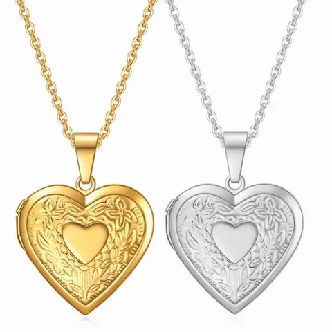 HNSP 316L Stainless Steel Heart Lock Photo Pendant Necklace For Women Waterproof Jewelry Accessorie Valentine's Day Gift