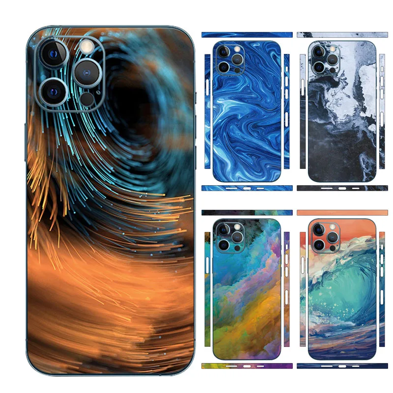 

Colorful Dazzling Decal Wrap Skin Film For iPhone 13 14 15 12 11 Pro Max 14Pro 12Promax Back Screen Protector Cover Stickers