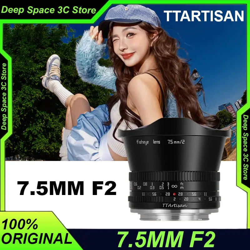 TTArtisan 7.5mm f2 Fish-eye Lens Camera Lens Customized F2.0 Large Aperture Lens for Sony E Panasonic M43 Nikon z Canon Fuji X