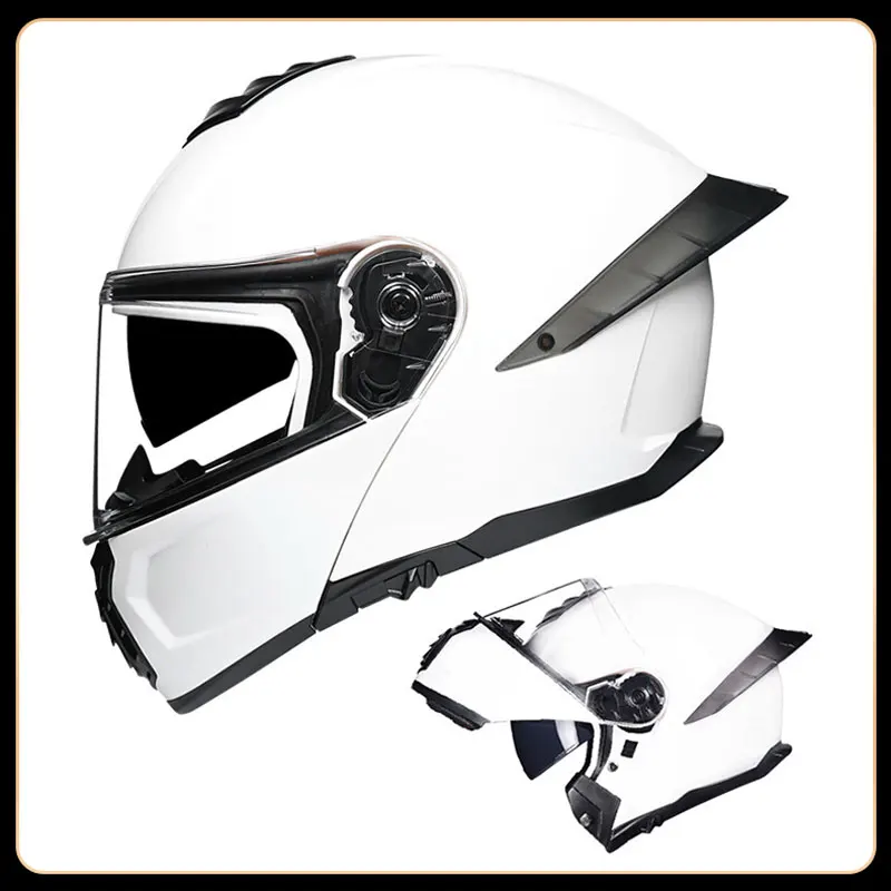 

Motorcycle Facelift Helmet With Dual Mirror Film Head Helmet,Men's And Women's Motorcycle Brigade Four Season Tail Wing DOT