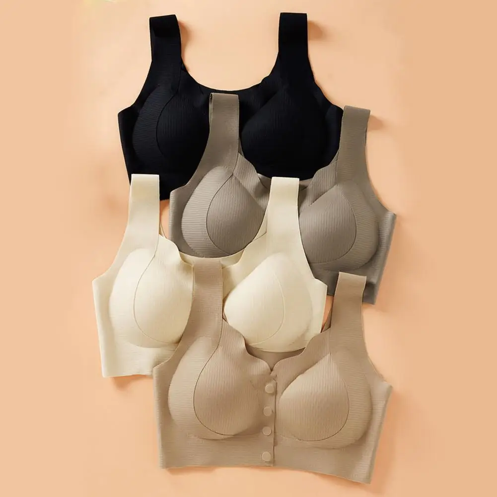 2026 Seamless Women Bra Elastic Shoulder Strap Wireless Front Button Closure Chest Vest Button-up Sexy Push-up Sports Bra 80%