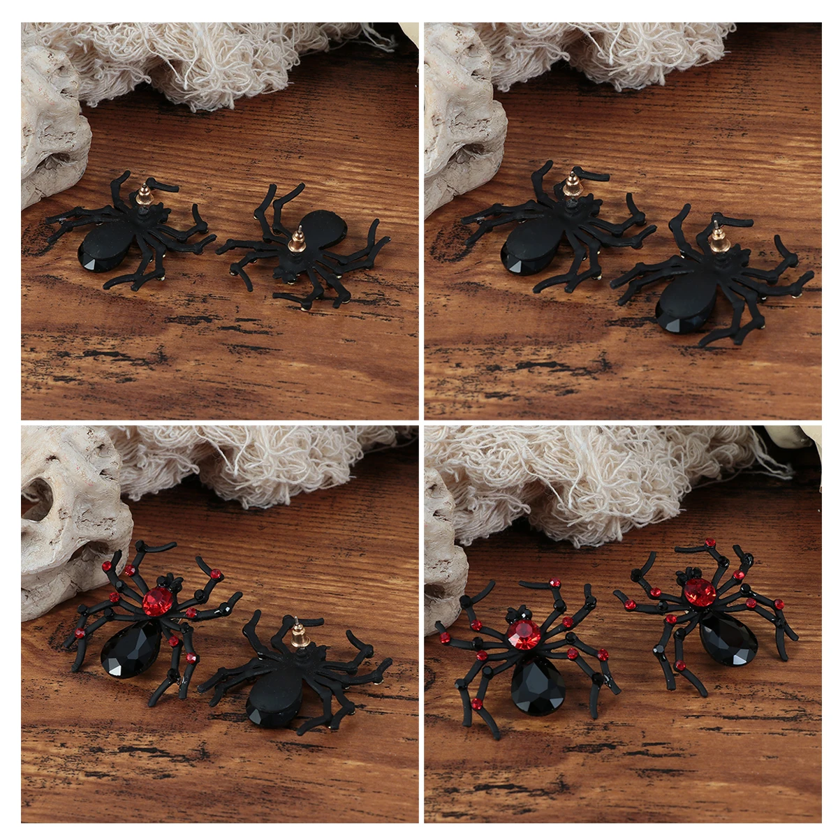 

Spider Earrings Halloween Costumes Scary Stud Black Earings Creepy Woman Temperament