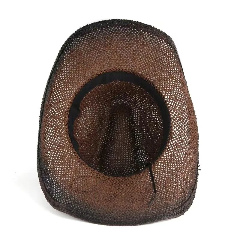 Handmade Weave Hollow Western Cowboy Hat For Men Women Summer Outdoor Cowgirl Beach Sun Straw Hat sombrero hombre