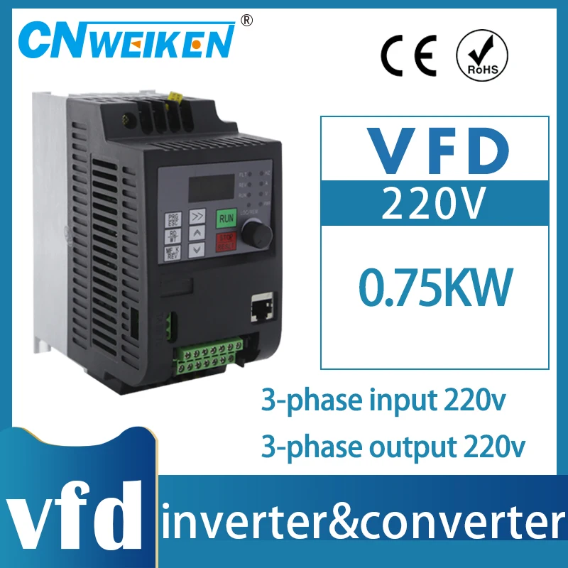 0.75kw-7.5kw 3ph 220V to 3ph 220V VFD AC Frequency Inverter 3 Phase Input 3 Phase Output Drives Frequency Converter