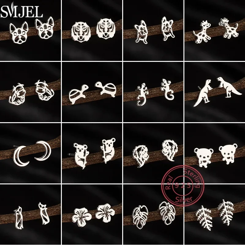 

Cartoon Animal Earings 925 Sterling Silver Stud Earrings for Women Girls Fashion Turtle Lizard Koala Bear Earing S925 Jewelry