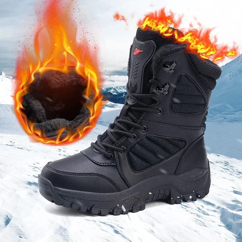 Men\'s Tactical Boots Outdoor Hiking Shoes for Men Anti-slip Desert Combat Wear-resistant Boots Male Solid Color Snow Boot Hot