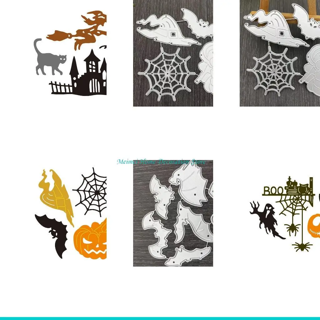 

H7BF 1 Set Halloween Metal Cutting Dies Pumpkin Witch Bat Pattern DIY Stencil for Scrapbooking Album Embossing Card Crafts