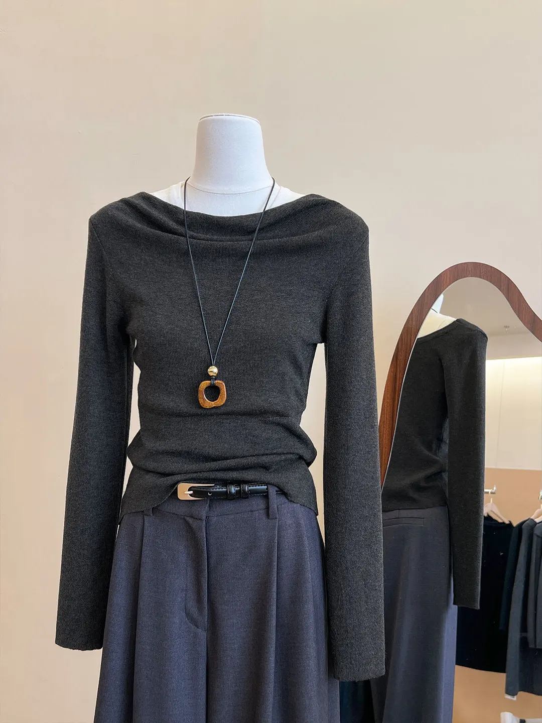 Suéter de Tricô de Manga Longa Estilo Coreano com Efeito Duas Peças, Camisa de Camada Base Feminina para Outono Inverno, Moda para o Dia a Dia